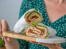 Wrap de jamón una opción sana para el lunch Wrap de jamón una opción sana para el lunch