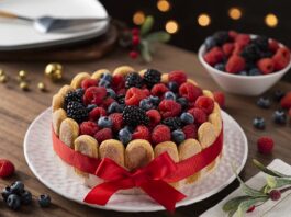 Charlota de frutos rojos para navidad