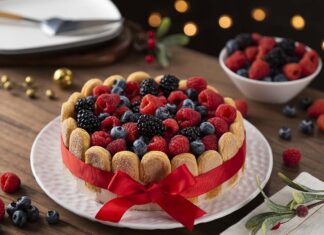 Charlota de frutos rojos para navidad
