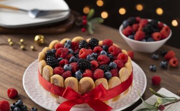 Charlota de frutos rojos para navidad