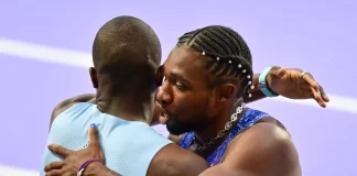 Noah Lyles dio positivo a prueba de Covid tras salir de la final olímpica de 200 metros en silla de ruedas atletas paris 2024 noha lyles