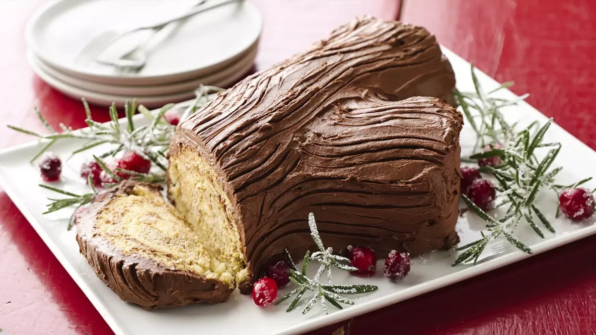 postre navideño tronco de navidad