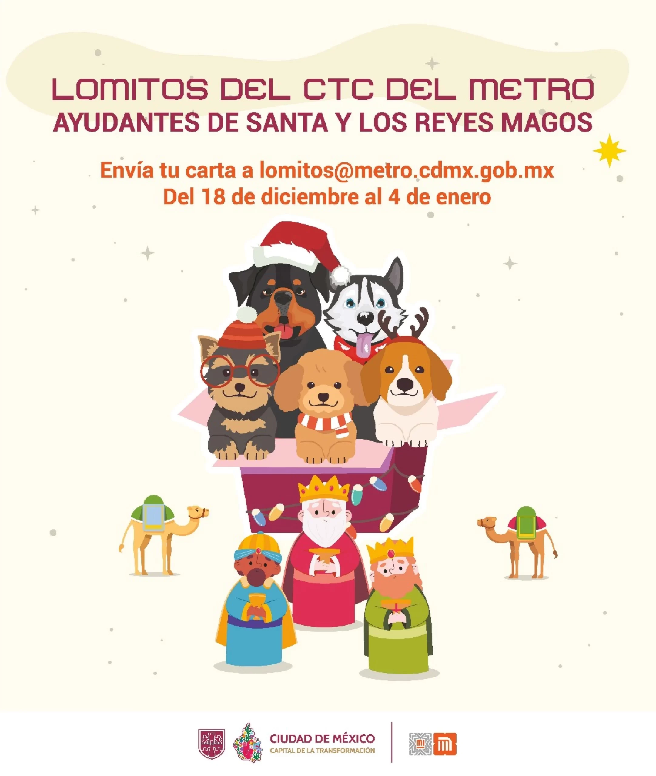 Perritos del Metro CDMX llevan tu carta a los Reyes Magos