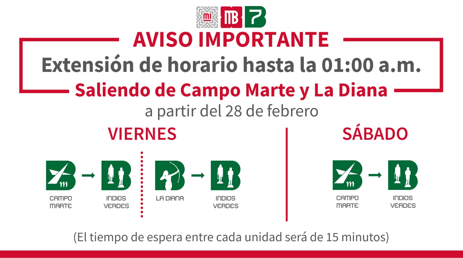 Línea 7 del Metrobús extiende sus horarios en fin de semana