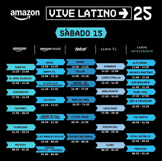 Vive Latino 2025 horarios escenarios y lineup del 25 aniversario