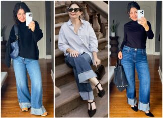 Looks con jeans cuffed para la oficina y el fin de semana en junio 2025