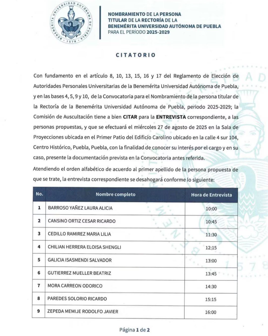 Proponen a Beatriz Gutiérrez Müller como nueva rectora de la BUAP