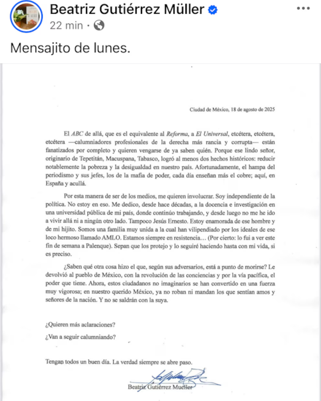 Proponen a Beatriz Gutiérrez Müller como nueva rectora de la BUAP