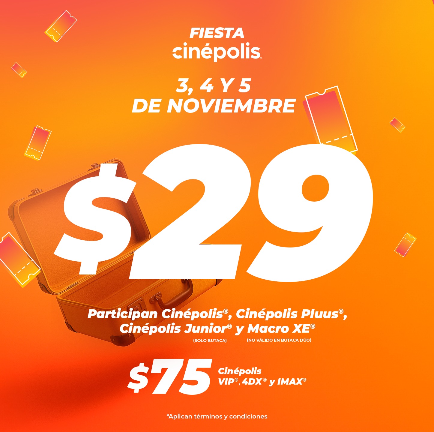 Cinépolis tendrá boletos a 29 pesos en México por tiempo limitado