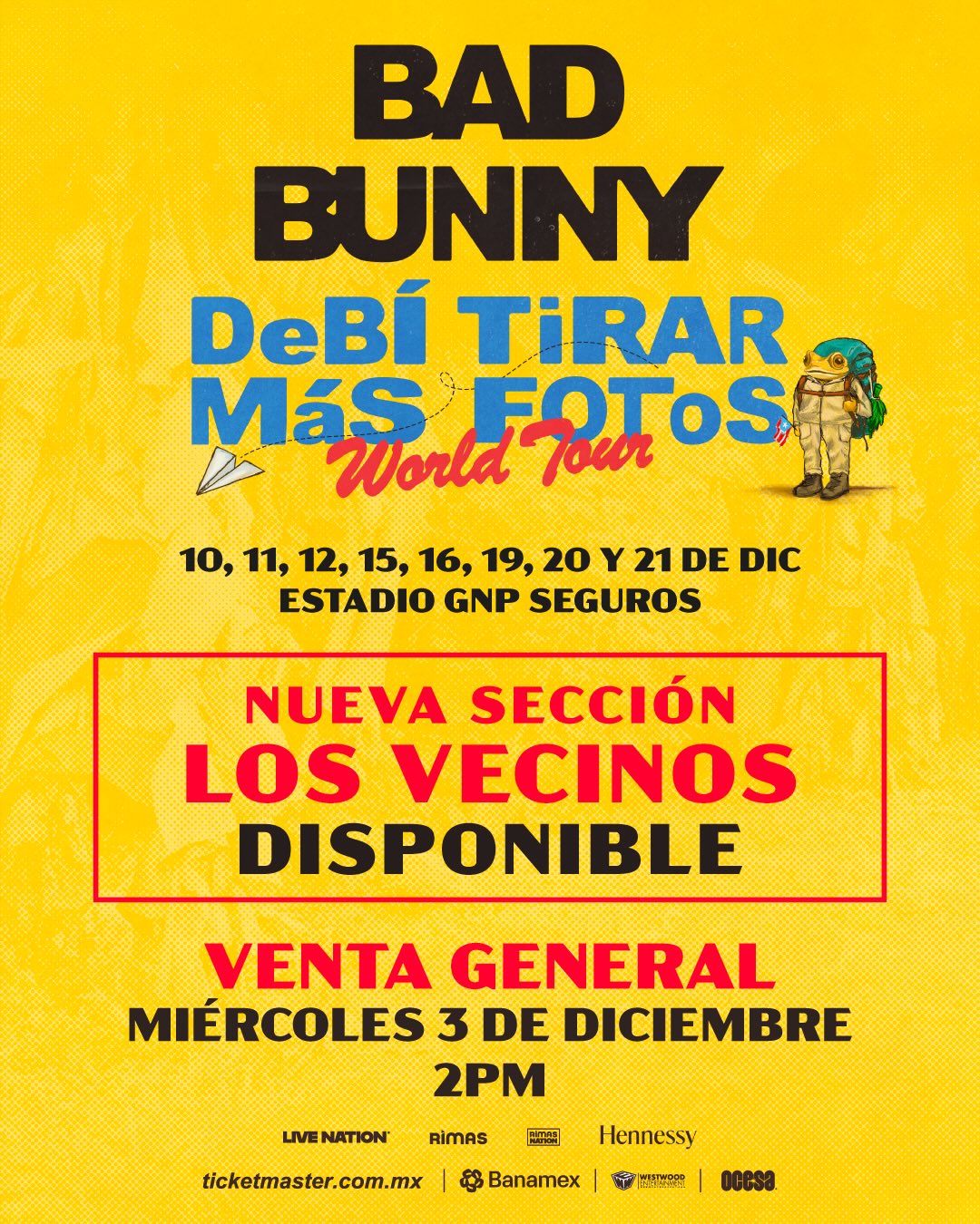Bad Bunny abre nueva sección para sus conciertos en CDMX