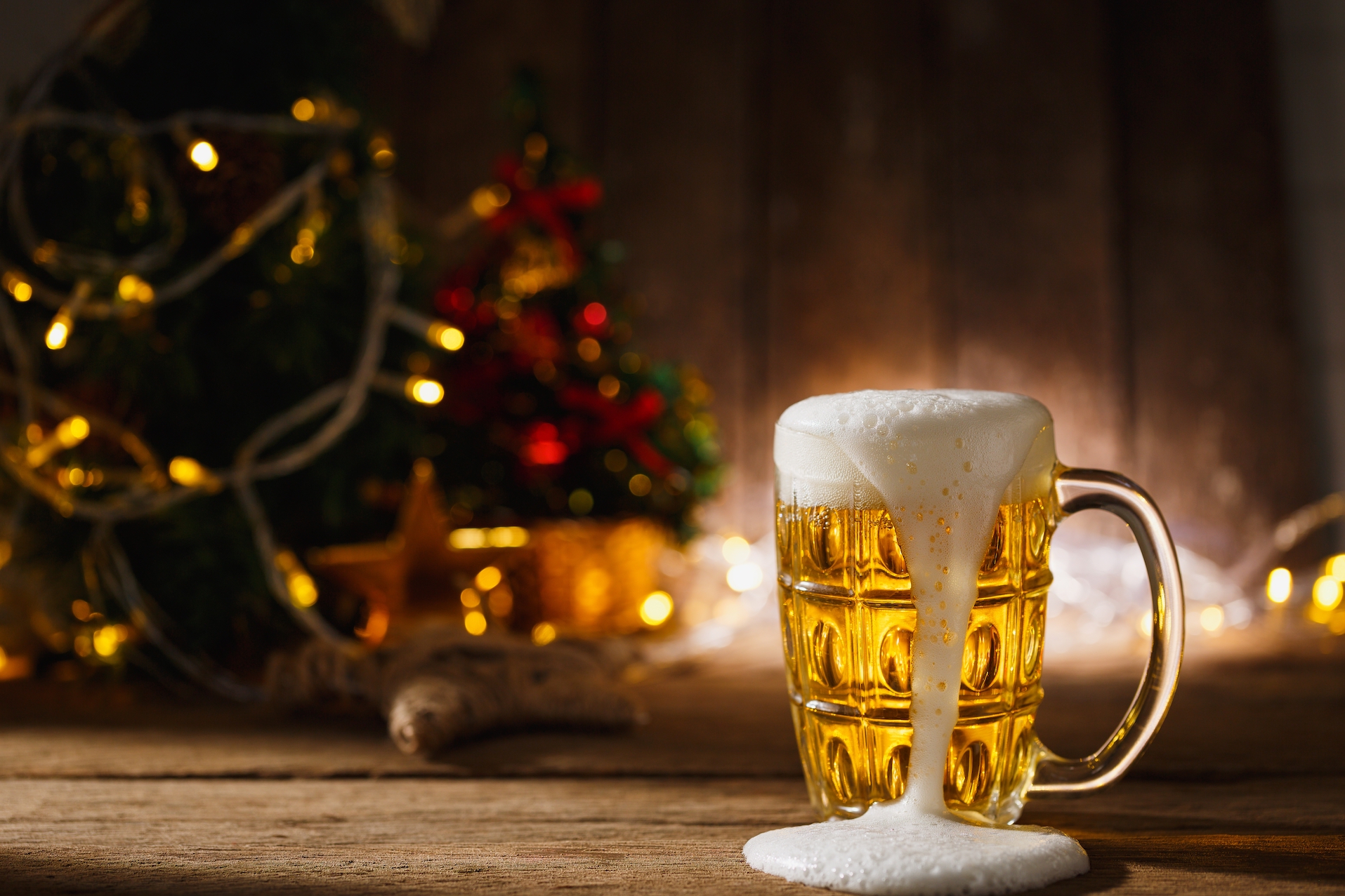 cerveza en cena de navidad