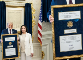 María Corina Machado dice que entregó a Trump la medalla de su Premio Nobel de la Paz