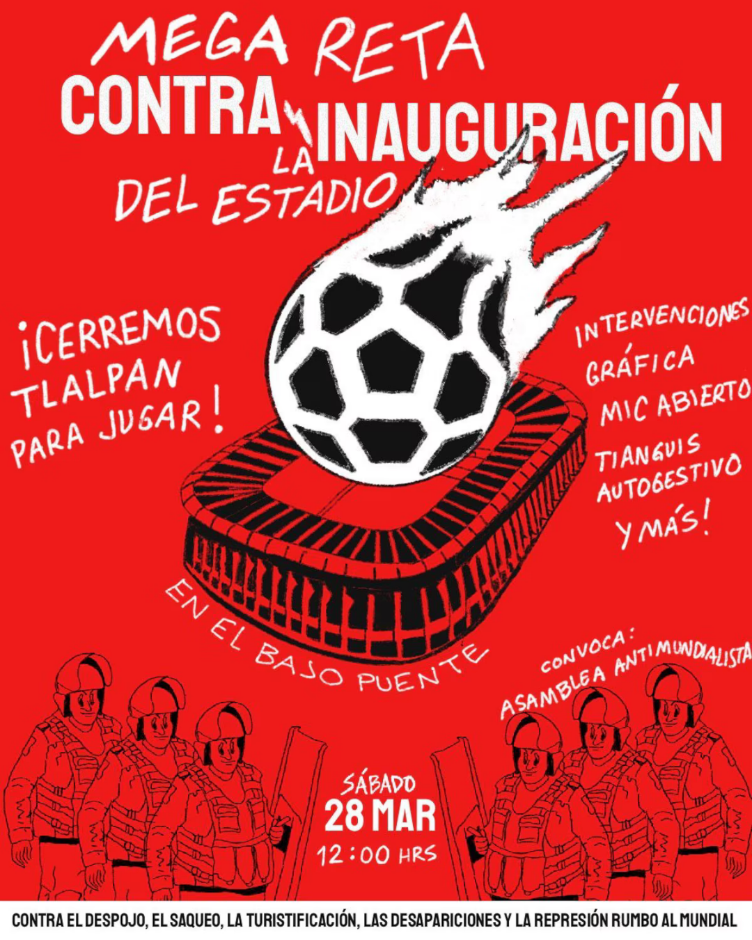 Colectivos anti-Mundial prometen bloquear Calzada de Tlalpan