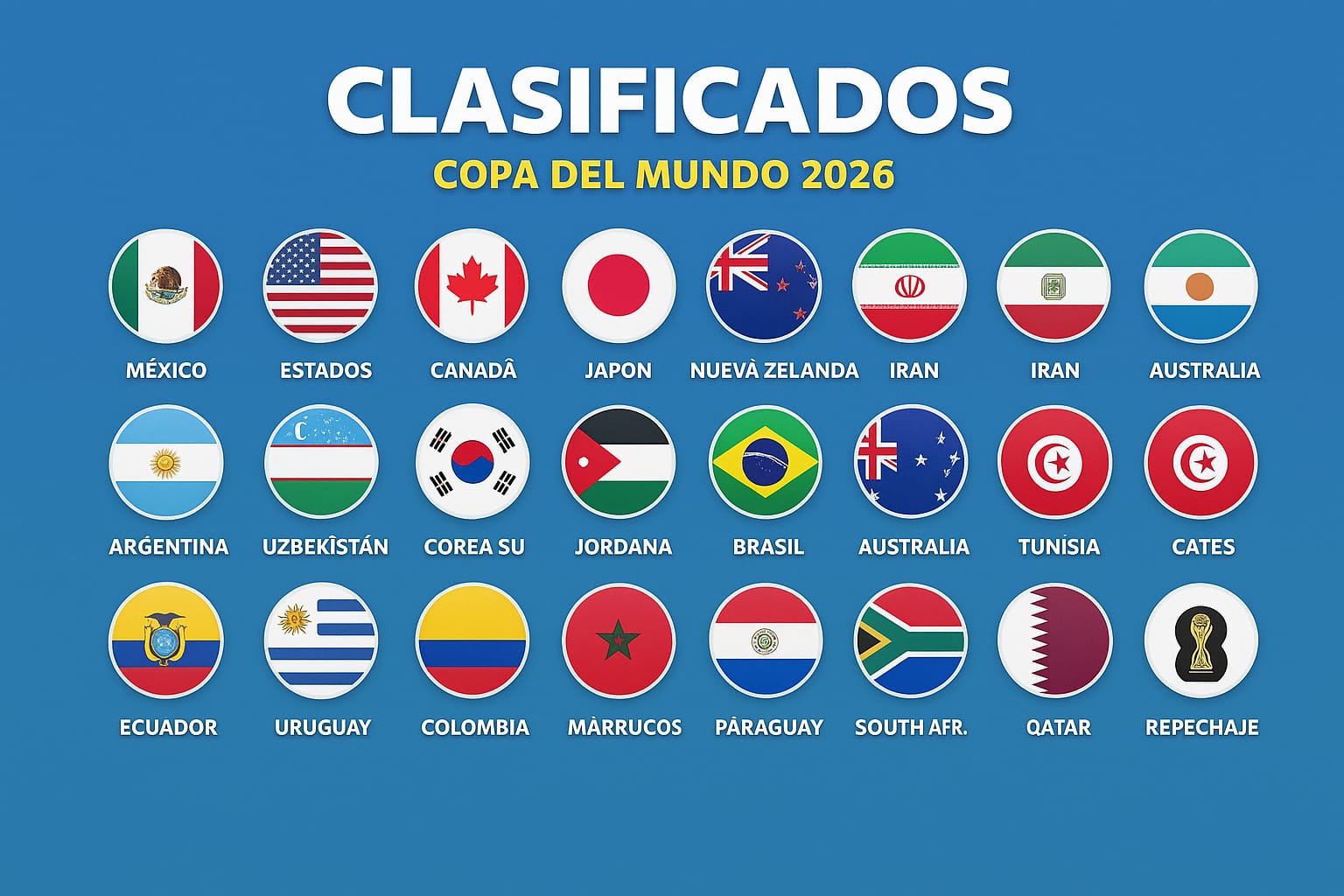 Estas son las 48 Selecciones que estarán en la Copa Mundial en nuestro país