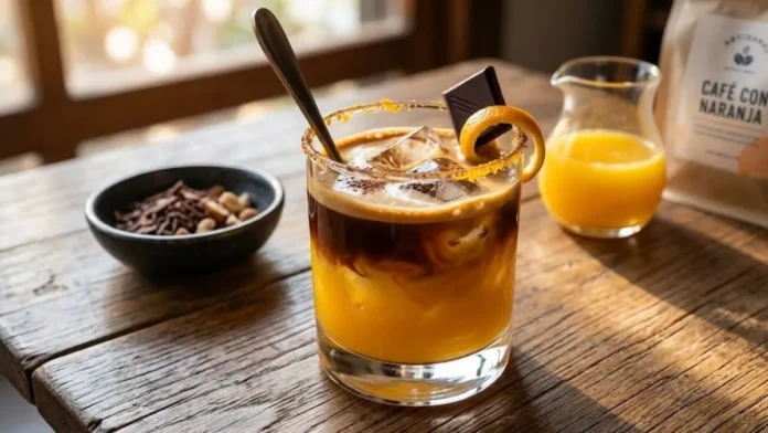Jugo de naranja con café
