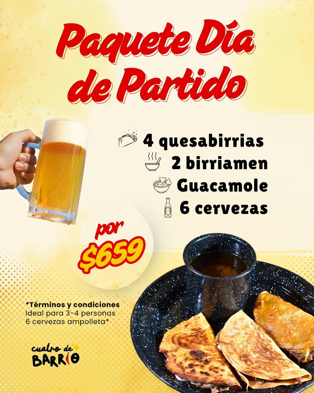 En Cuatro de Barrio los goles se celebran con cerveza gratis y birriamen