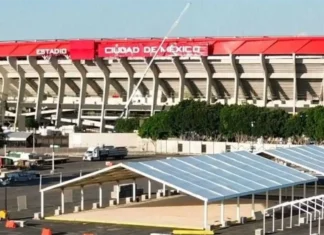 El Estadio Ciudad de México ya luce imagen oficial de FIFA rumbo al Mundial 2026 estadio ciudad de mexico logo fifa