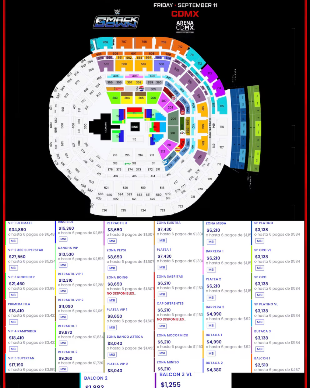 Precios para RAW y SMACKDOWN en la Ciudad de México