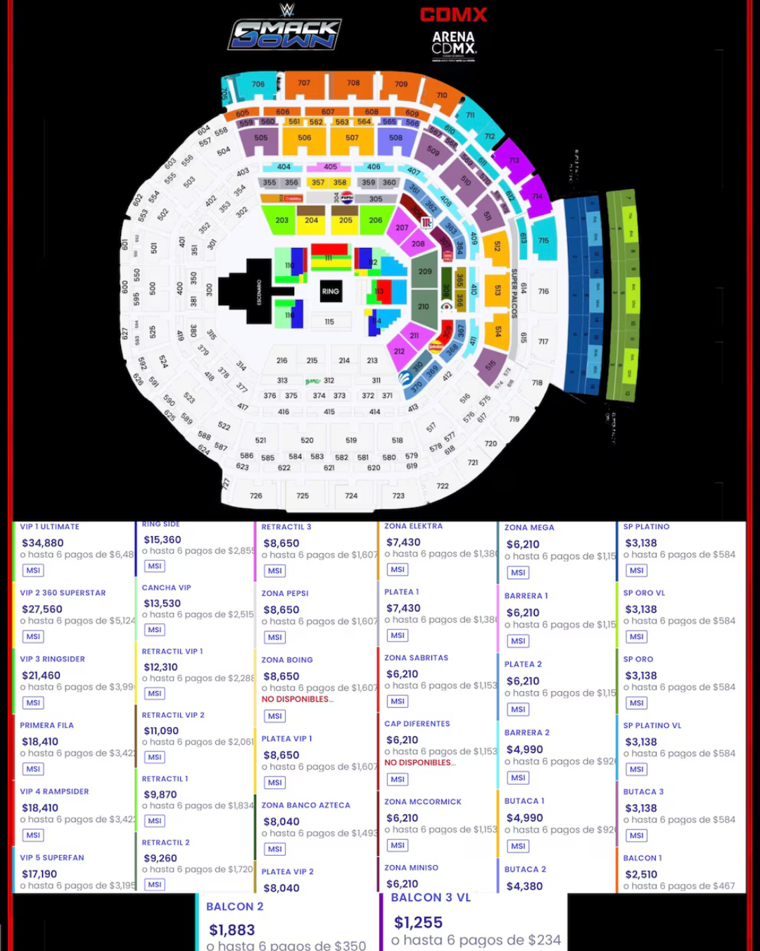 Precios para RAW y SMACKDOWN en la Ciudad de México