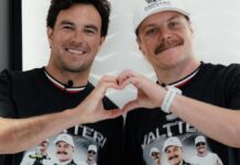 Checo Pérez sorprende a Valtteri Bottas con peculiar regalo durante el GP de Países Bajos Checo Pérez
