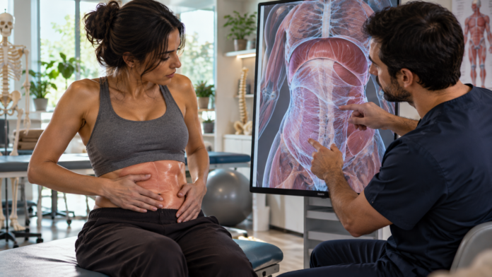 Hinchazón abdominal: la fascia podría influir, pero la ciencia aún investiga su relación