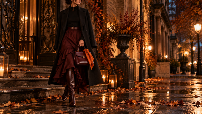 Negro, burdeos y naranja: la paleta que transforma los looks de otoño