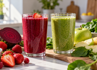 Smoothies con frutas y verduras que pueden apoyar el control de la presión arterial