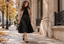 La falda midi negra se convierte en el básico elegante del otoño 2026