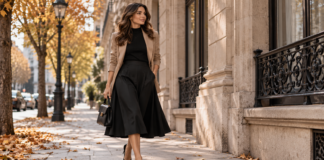 La falda midi negra se convierte en el básico elegante del otoño 2026