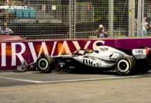 Checo Pérez choca en Singapur y saldrá desde el fondo en la carrera Sprint Checo Pérez