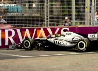 Checo Pérez choca en Singapur y saldrá desde el fondo en la carrera Sprint Checo Pérez
